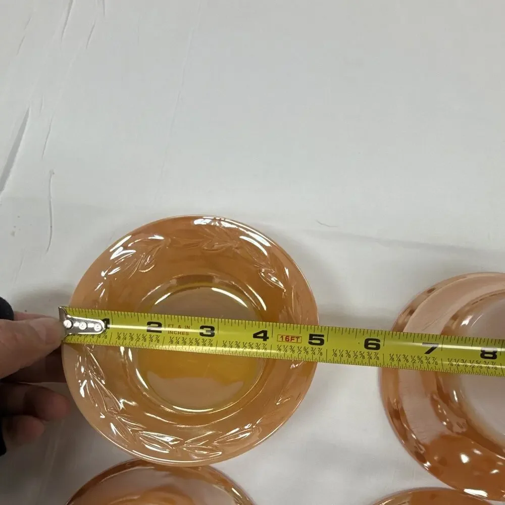 Copied - Fire-King Peach Laurel Stackable 4pc Bowl Set Mid-Century Pressed Glass